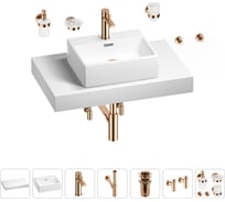 Раковина Wellsee 43 см со столешницей 80 см Graceful Pro 201012199 в наборе 10 в 1