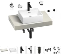 Раковина Wellsee 43 см со столешницей 80 смGraceful Proв наборе 10 в 1 201012152