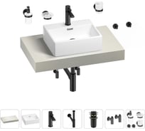 Раковина Wellsee 43 см со столешницей 80 смGraceful Proв наборе 10 в 1 201012157