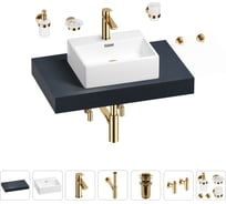 Раковина Wellsee 43 см со столешницей 80 см Graceful Pro 201012163 в наборе 10 в 1