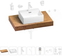 Раковина Wellsee 43 см со столешницей 80 см Graceful Pro 201012175 в наборе 10 в 1