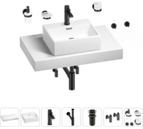 Раковина Wellsee 43 см со столешницей 80 см Graceful Pro 201012197 в наборе 10 в 1