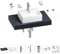 Раковина Wellsee 43 см со столешницей 80 см Graceful Pro 201012166 в наборе 10 в 1