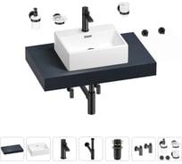 Раковина Wellsee 43 см со столешницей 80 см Graceful Pro 201012167 в наборе 10 в 1