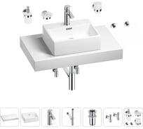 Раковина Wellsee 43 см со столешницей 80 см Graceful Pro 201012191 в наборе 10 в 1