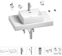 Раковина Wellsee 43 см со столешницей 80 см Graceful Pro 201012196 в наборе 10 в 1