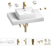 Раковина Wellsee 43 см со столешницей 80 см Graceful Pro 201012193 в наборе 10 в 1