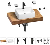 Раковина Wellsee 43 см со столешницей 80 см Graceful Pro 201012177 в наборе 10 в 1