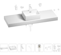 Раковина Wellsee 43 см со столешницей 140 см Graceful Pro 201012375 в наборе 10 в 1