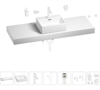 Раковина Wellsee 43 см со столешницей 140 см Graceful Pro 201012380 в наборе 10 в 1