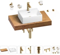 Раковина Wellsee 43 см со столешницей 80 см Graceful Pro 201012173 в наборе 10 в 1