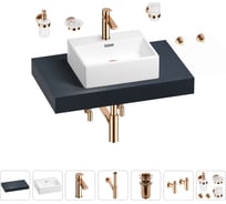 Раковина Wellsee 43 см со столешницей 80 см Graceful Pro 201012164 в наборе 10 в 1