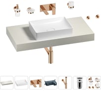 Раковина Wellsee 50 см со столешницей 100 смPure BY201011204 в наборе 9 в 1 201011204