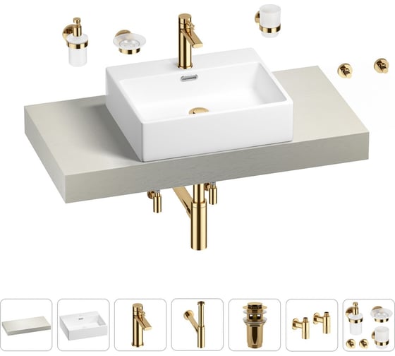 Раковина Wellsee 50 см со столешницей 100 смGraceful Proв наборе 10 в 1 201012458 1