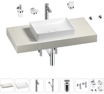 Раковина Wellsee 50 см со столешницей 100 смPure BY201011191 в наборе 10 в 1 201011191