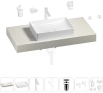 Раковина Wellsee 50 см со столешницей 100 смPure BY201011200 в наборе 10 в 1 201011200