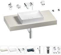 Раковина Wellsee 50 см со столешницей 100 смPure BY201011206 в наборе 9 в 1 201011206