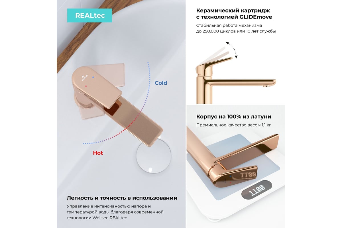 Раковина Wellsee 50 см со столешницей 100 см Graceful Pro 201012454 в  наборе 10 в 1 - выгодная цена, отзывы, характеристики, фото - купить в  Москве и РФ