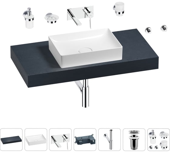 Раковина Wellsee 50 см со столешницей 100 смPure BY201011226 в наборе 9 в 1 201011226 1