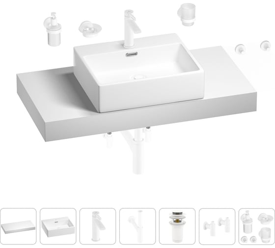 Раковина Wellsee 50 см со столешницей 100 смGraceful Proв наборе 10 в 1 201012500 1