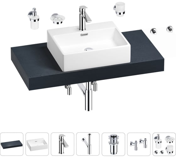 Раковина Wellsee 50 см со столешницей 100 смGraceful Proв наборе 10 в 1 201012461 1