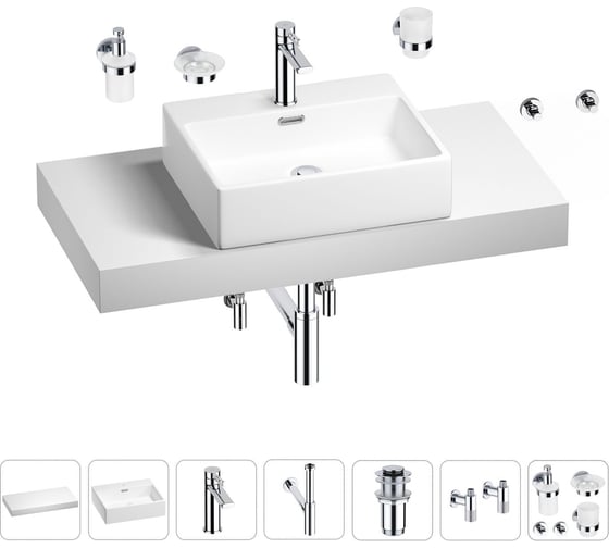 Раковина Wellsee 50 см со столешницей 100 смGraceful Proв наборе 10 в 1 201012496 1