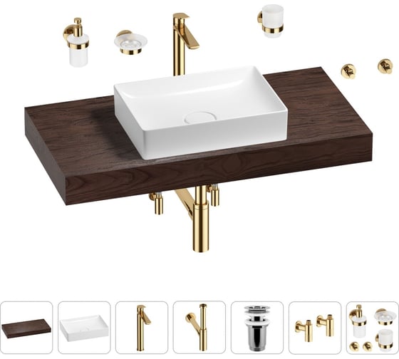 Раковина Wellsee 50 см со столешницей 100 смPure BY201011253 в наборе 10 в 1 201011253 1