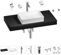 Раковина Wellsee 50 см со столешницей 100 смPure BY201011291 в наборе 10 в 1 201011291