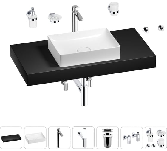 Раковина Wellsee 50 см со столешницей 100 смPure BY201011291 в наборе 10 в 1 201011291 1