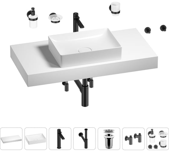 Раковина Wellsee 50 см со столешницей 100 смPure BY201011277 в наборе 10 в 1 201011277 1