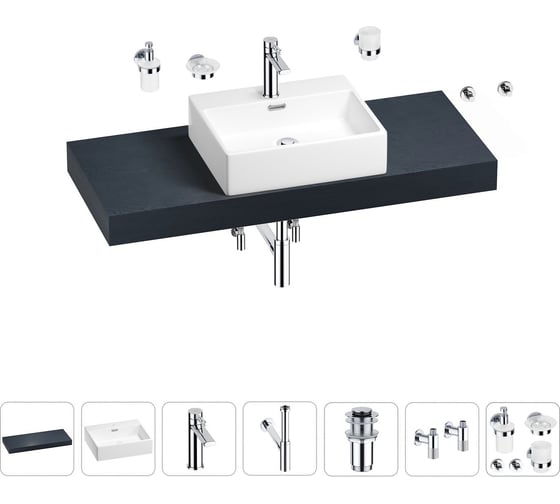 Раковина Wellsee 50 см со столешницей 120 смGraceful Proв наборе 10 в 1 201012526 1