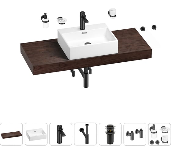 Раковина Wellsee 50 см со столешницей 120 смGraceful Proв наборе 10 в 1 201012547 1