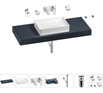 Раковина Wellsee 50 см со столешницей 120 смPure BY201011341 в наборе 9 в 1 201011341