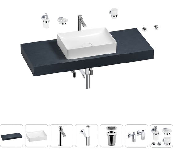 Раковина Wellsee 50 см со столешницей 120 смPure BY201011336 в наборе 10 в 1 201011336 1