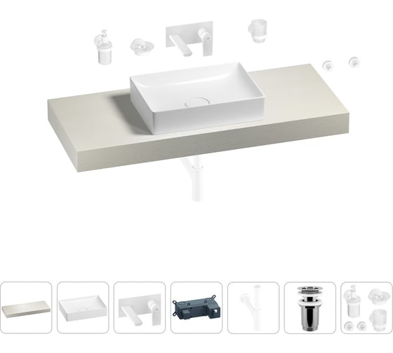 Раковина Wellsee 50 см со столешницей 120 смPure BY201011325 в наборе 9 в 1 201011325 1