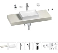 Раковина Wellsee 50 см со столешницей 120 смPure BY201011311 в наборе 10 в 1 201011311