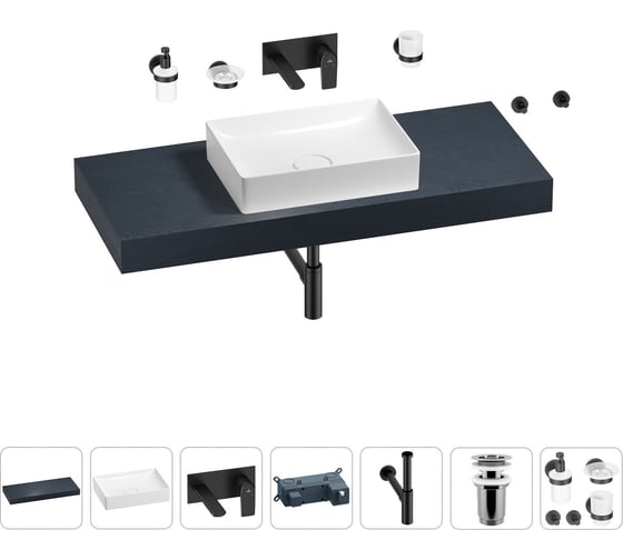 Раковина Wellsee 50 см со столешницей 120 смPure BY201011342 в наборе 9 в 1 201011342 1