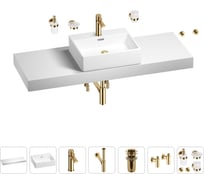 Раковина Wellsee 50 см со столешницей 140 см Graceful Pro 201012618 в наборе 10 в 1