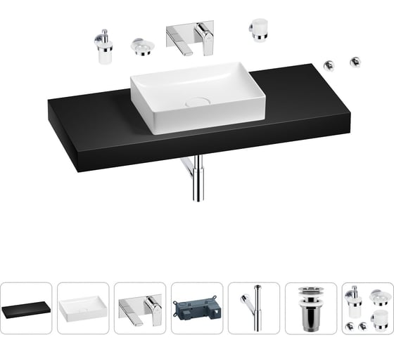 Раковина Wellsee 50 см со столешницей 120 см Pure BY 201011421 в наборе 9 в 1 1