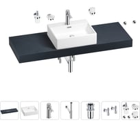Раковина Wellsee 50 см со столешницей 140 см Graceful Pro 201012586 в наборе 10 в 1