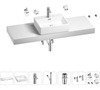Раковина Wellsee 50 см со столешницей 140 см Graceful Pro 201012616 в наборе 10 в 1