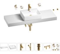 Раковина Wellsee 50 см со столешницей 140 см Graceful Pro 201012613 в наборе 10 в 1