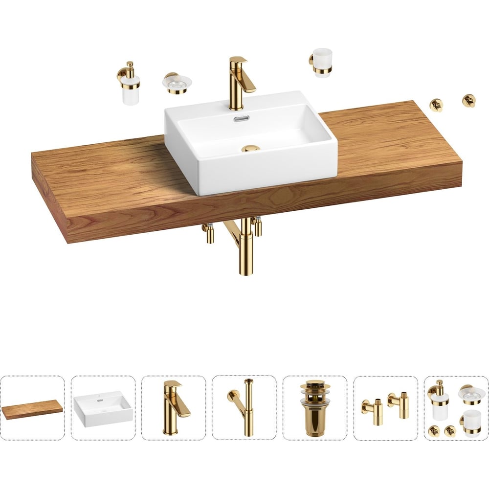 Раковина Wellsee 50 см со столешницей 140 см Graceful Pro 201012593 в ...