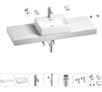 Раковина Wellsee 50 см со столешницей 140 см Graceful Pro 201012611 в наборе 10 в 1