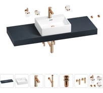 Раковина Wellsee 50 см со столешницей 140 см Graceful Pro 201012584 в наборе 10 в 1