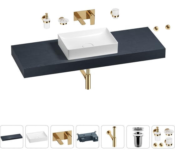 Раковина Wellsee 50 см со столешницей 140 см Pure BY 201011463 в наборе 9 в 1 1