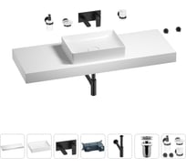 Раковина Wellsee 50 см со столешницей 140 см Pure BY 201011522 в наборе 9 в 1