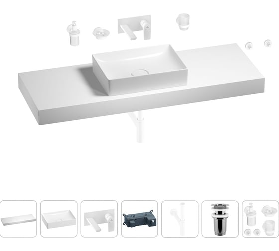 Раковина Wellsee 50 см со столешницей 140 см Pure BY 201011525 в наборе 9 в 1 1