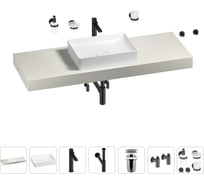 Раковина Wellsee 50 см со столешницей 140 смPure BY201011437 в наборе 10 в 1 201011437