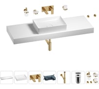 Раковина Wellsee 50 см со столешницей 140 см Pure BY 201011523 в наборе 9 в 1